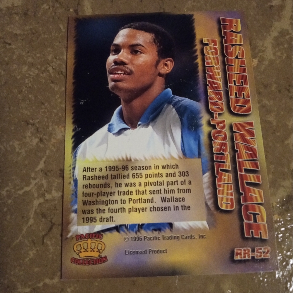 Rasheed Wallace UNC NBA Rookie Card - Picture 2 of 2